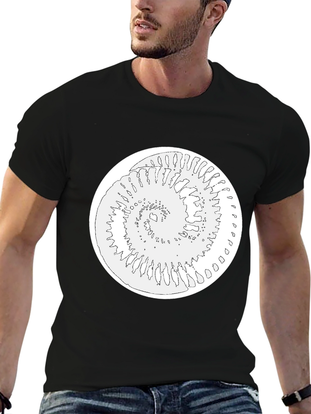 Spiral Graphic Tee - Black Cotton Blend Shirt