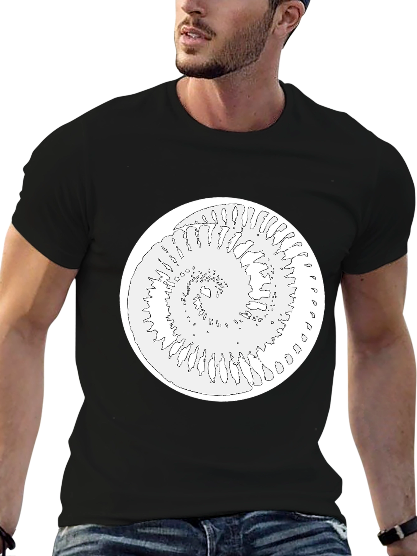 Spiral Graphic Tee - Black Cotton Blend Shirt