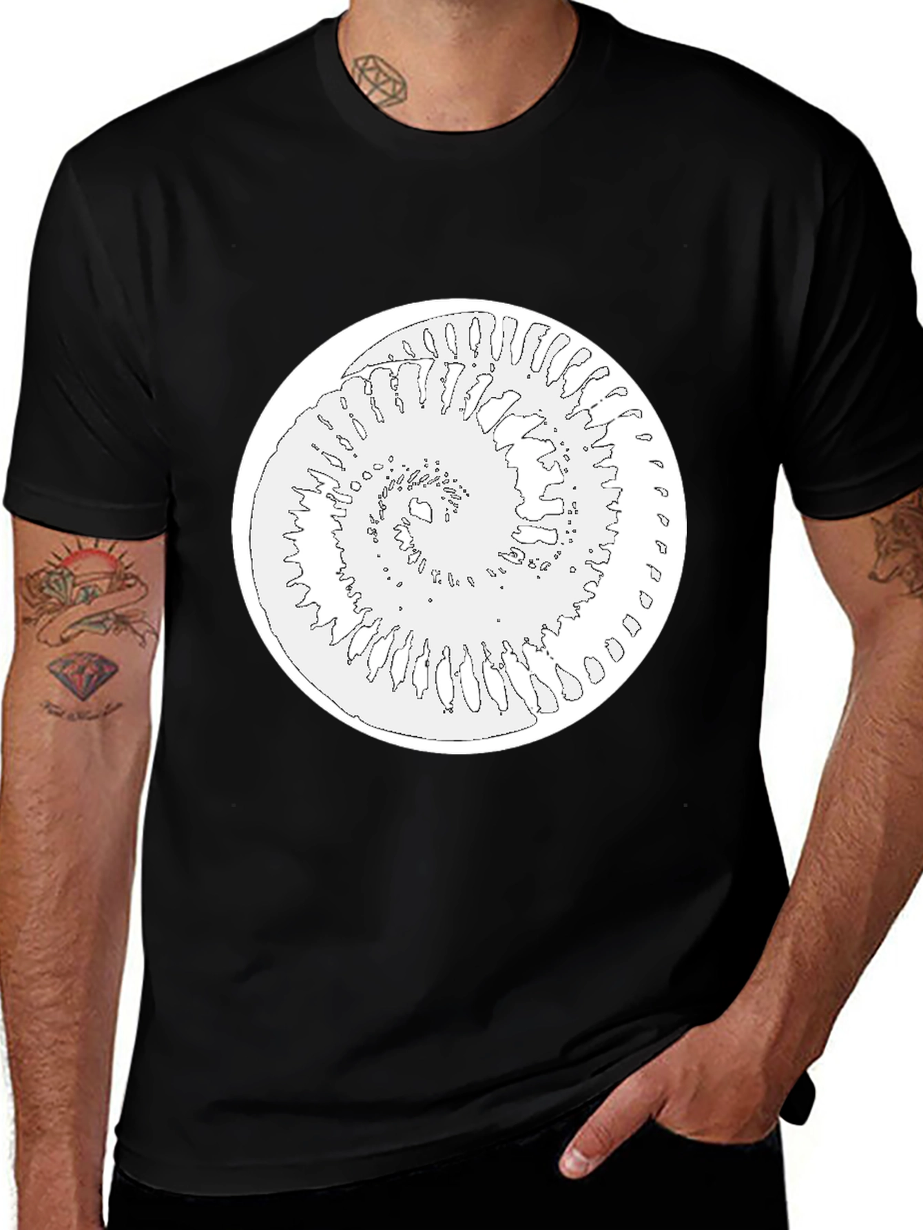 Spiral Graphic Tee - Black Cotton Blend Shirt