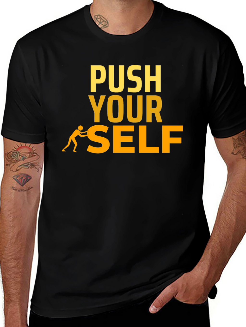 Push Yourself T-Shirt - Motivational Black Tee