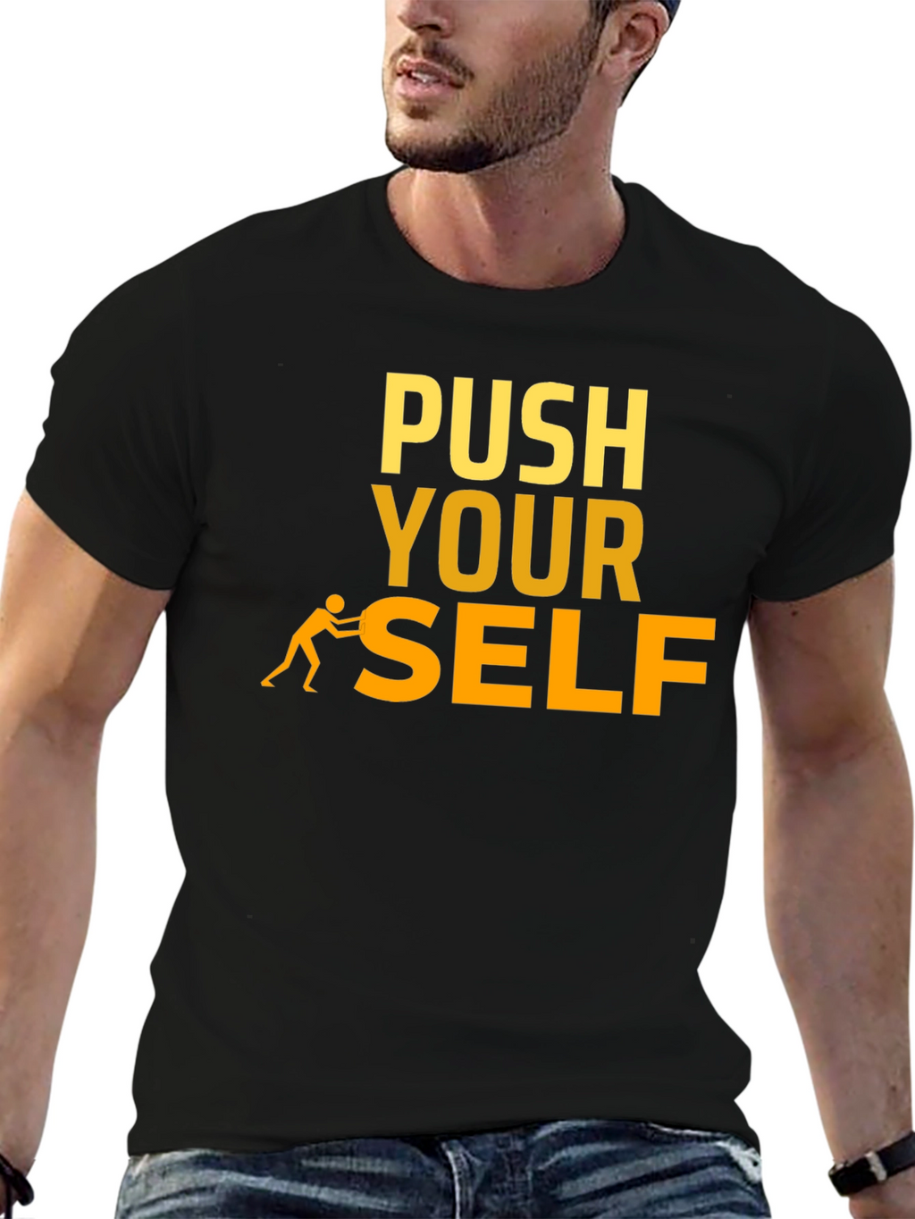 Push Yourself T-Shirt - Motivational Black Tee
