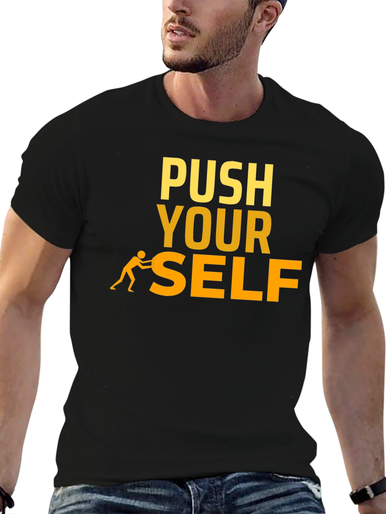 Push Yourself T-Shirt - Motivational Black Tee