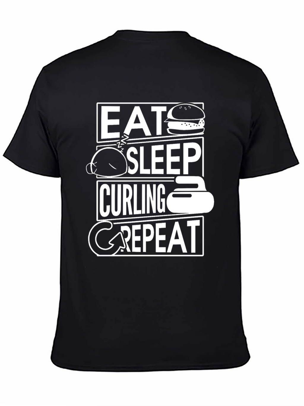 Eat Sleep Curling Repeat Black Graphic Tee