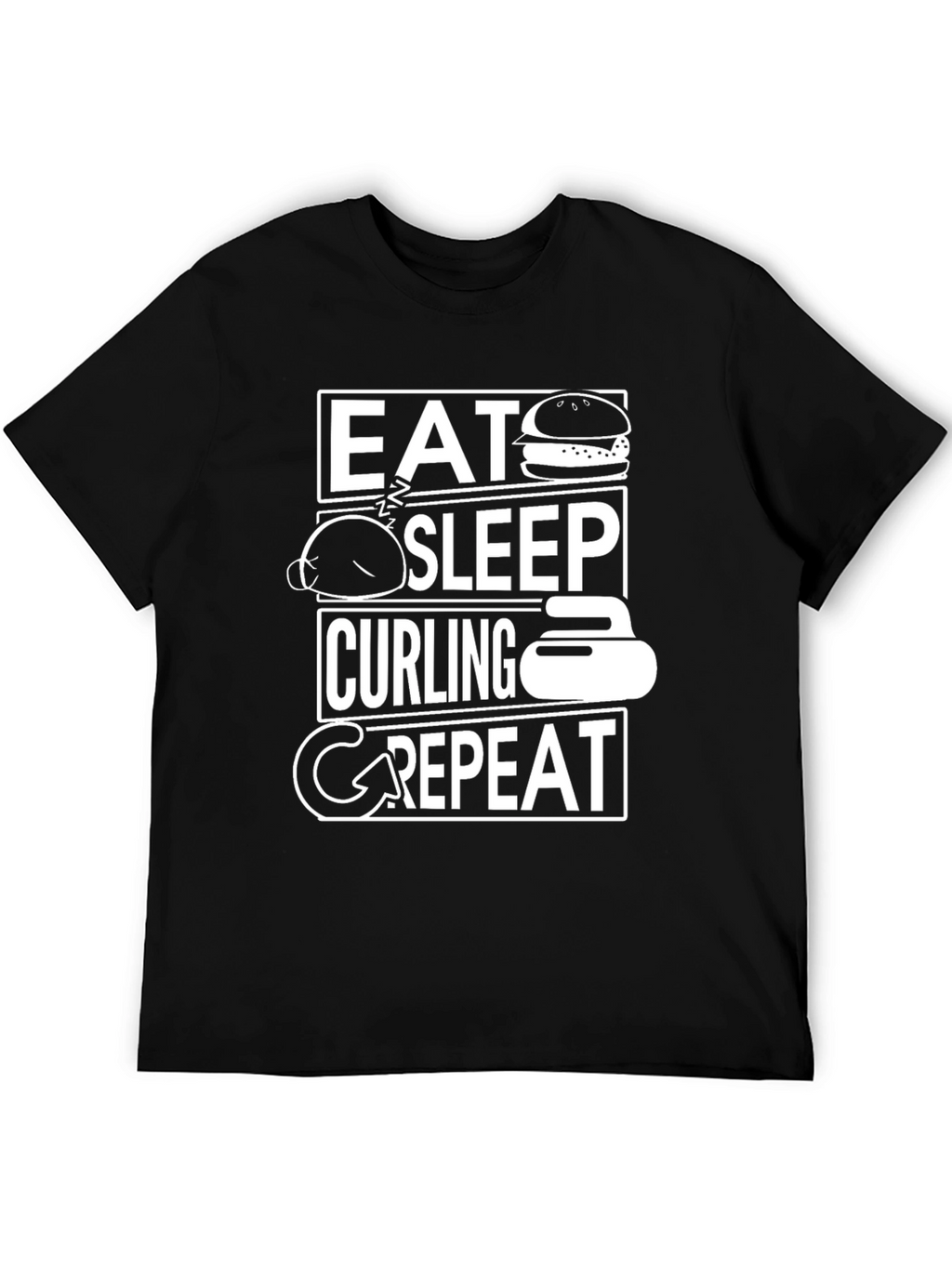 Eat Sleep Curling Repeat Black Graphic Tee