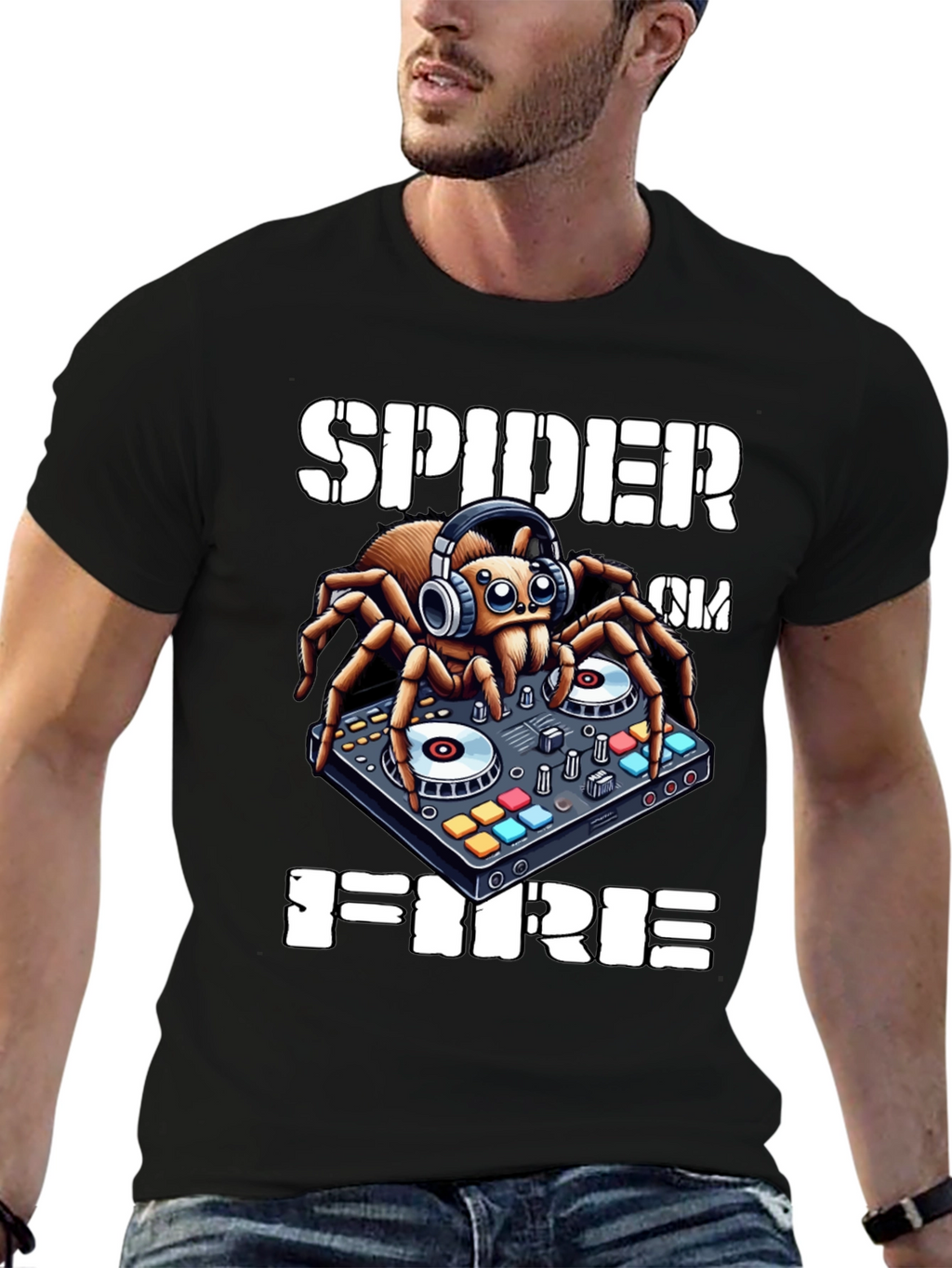 Spider DJ T-Shirt - Spider on Fire