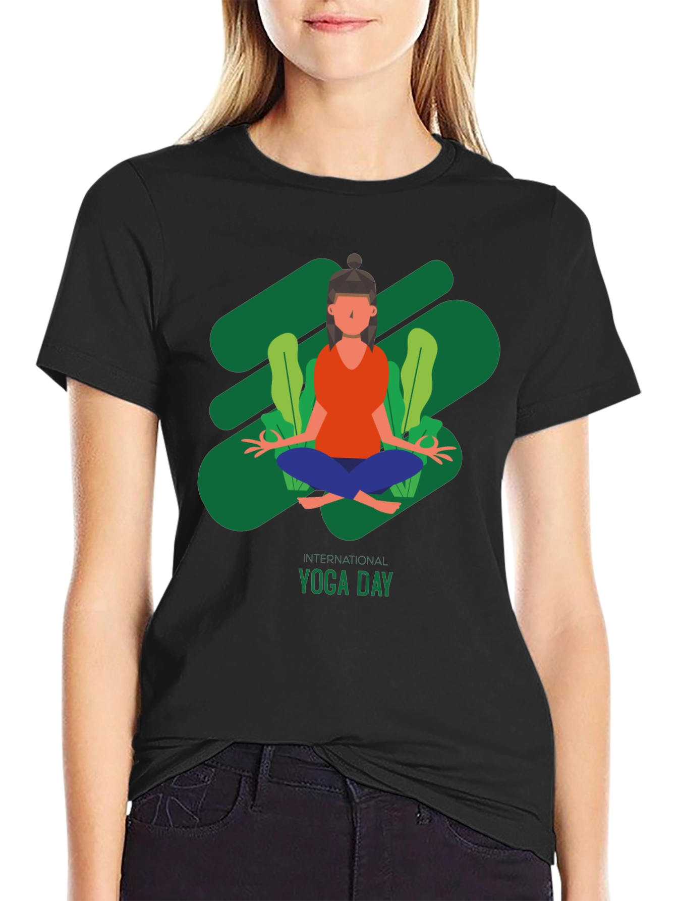 Yoga Day T-Shirt - Black Cotton Tee