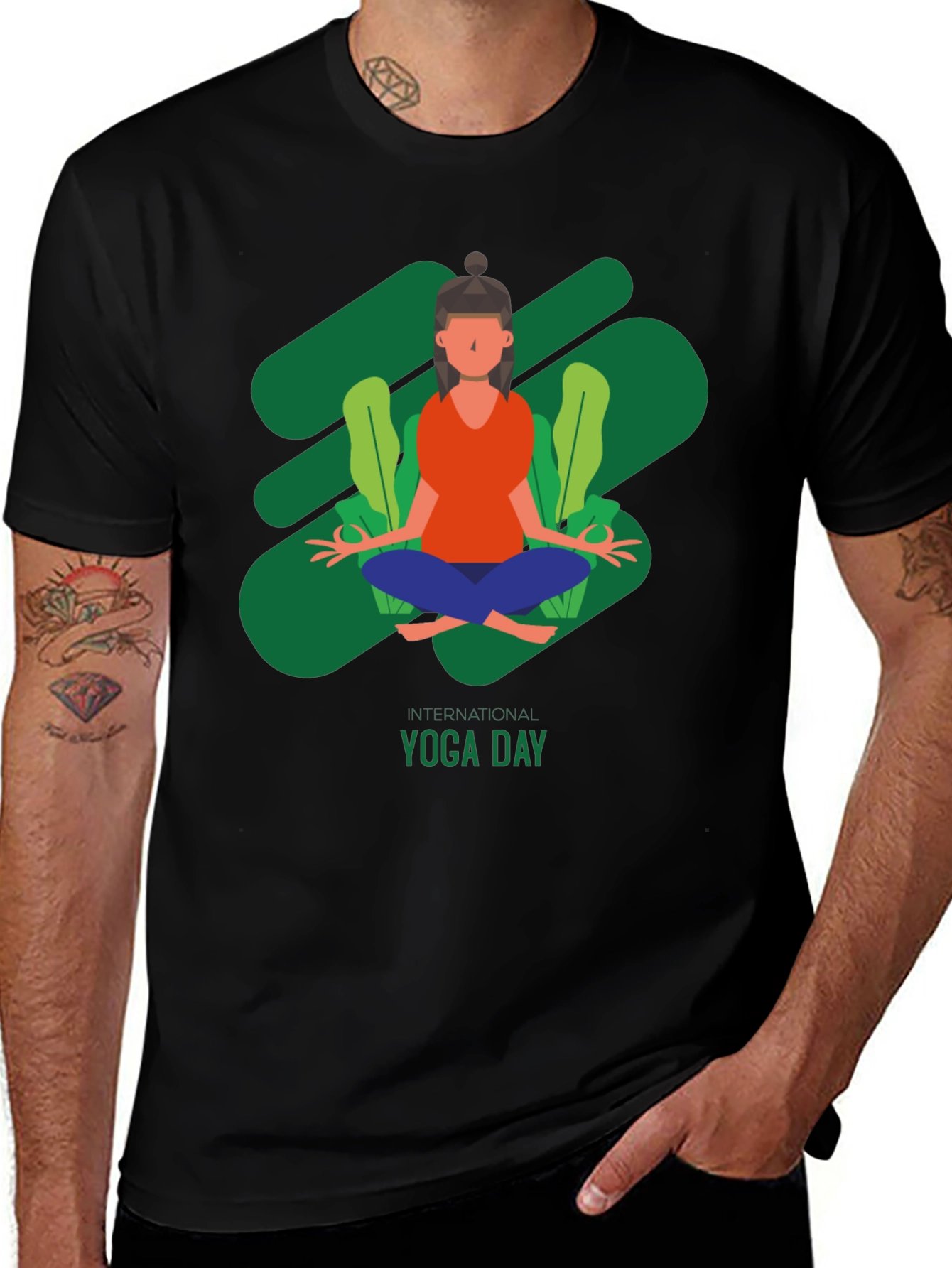 Yoga Day T-Shirt - Black Cotton Tee