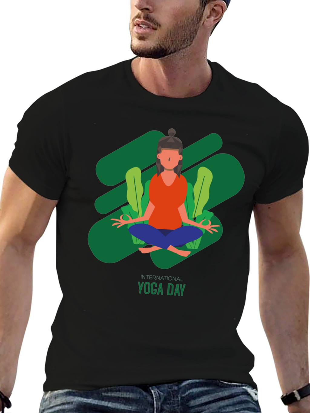 Yoga Day T-Shirt - Black Cotton Tee