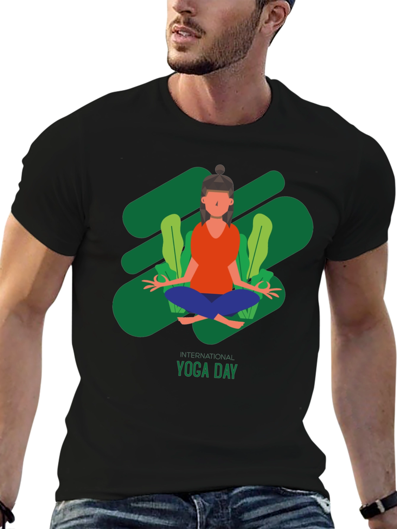Yoga Day T-Shirt - Black Cotton Tee
