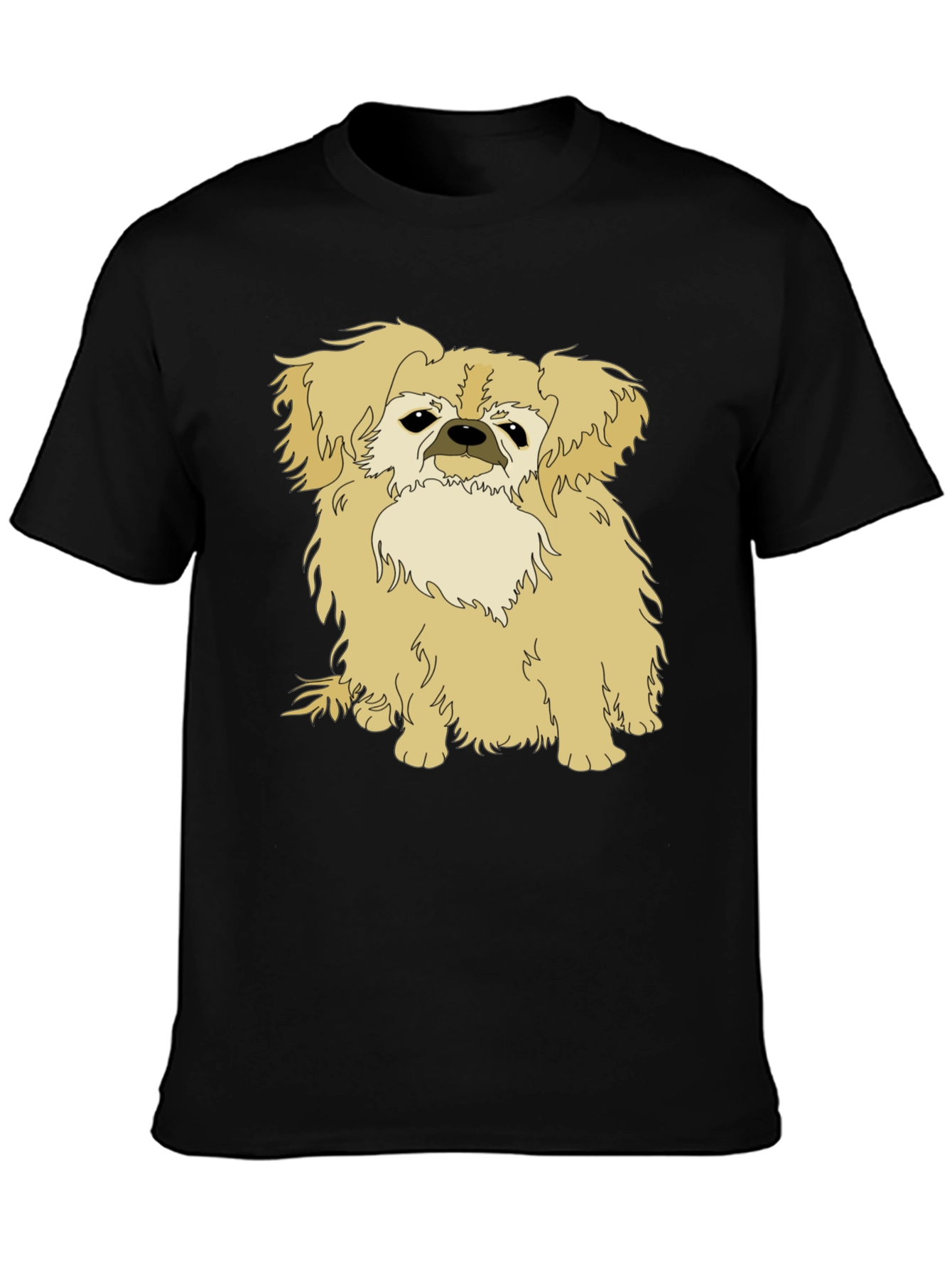 Pekingese Dog Graphic Tee - Black Cotton T-Shirt