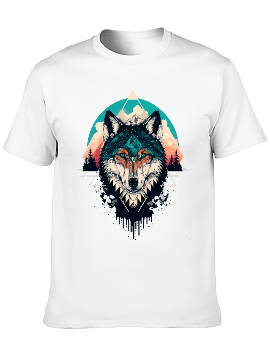 Geometric Wolf Graphic Tee - Modern Style