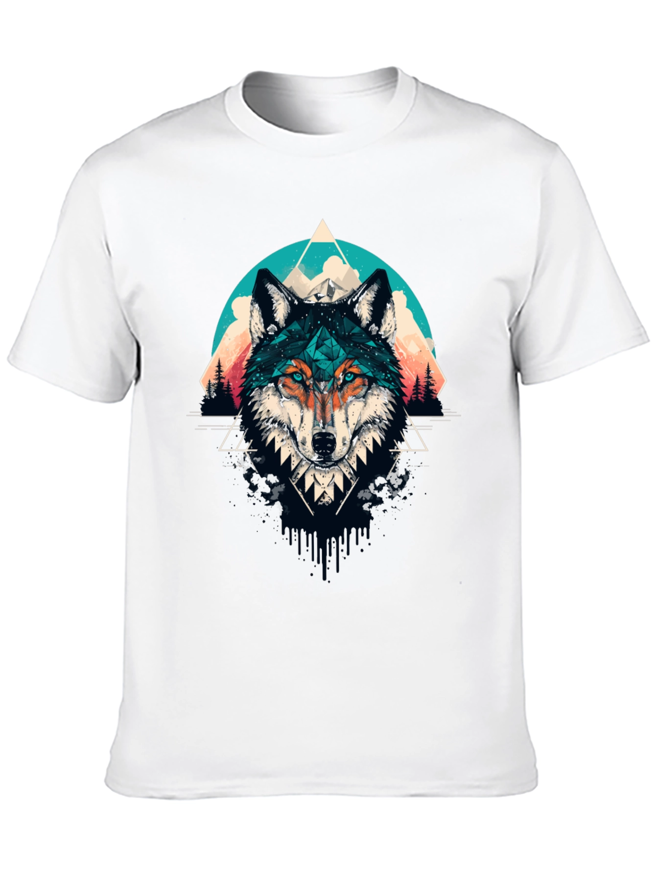 Geometric Wolf Graphic Tee - Modern Style