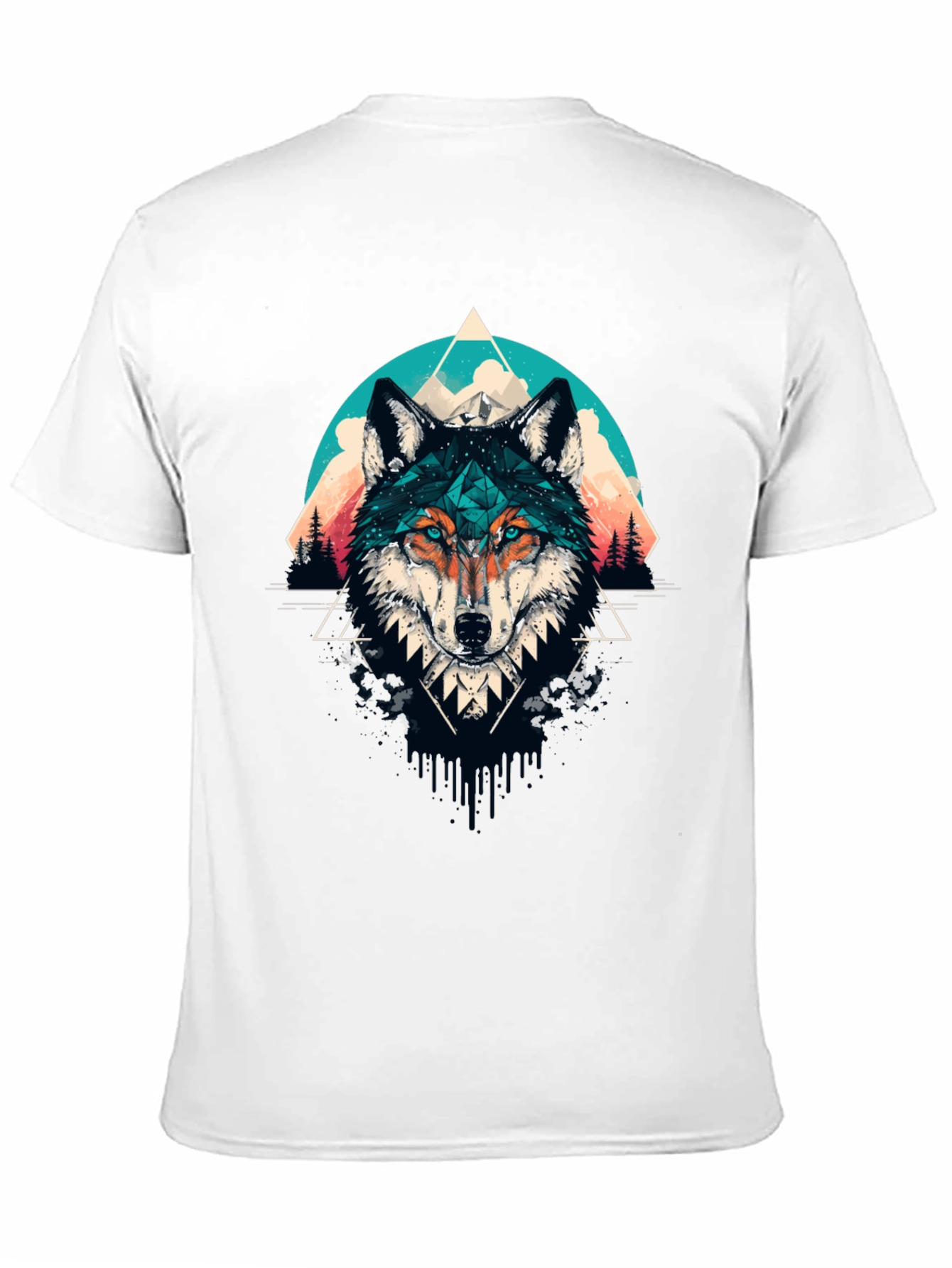 Geometric Wolf Graphic Tee - Modern Style