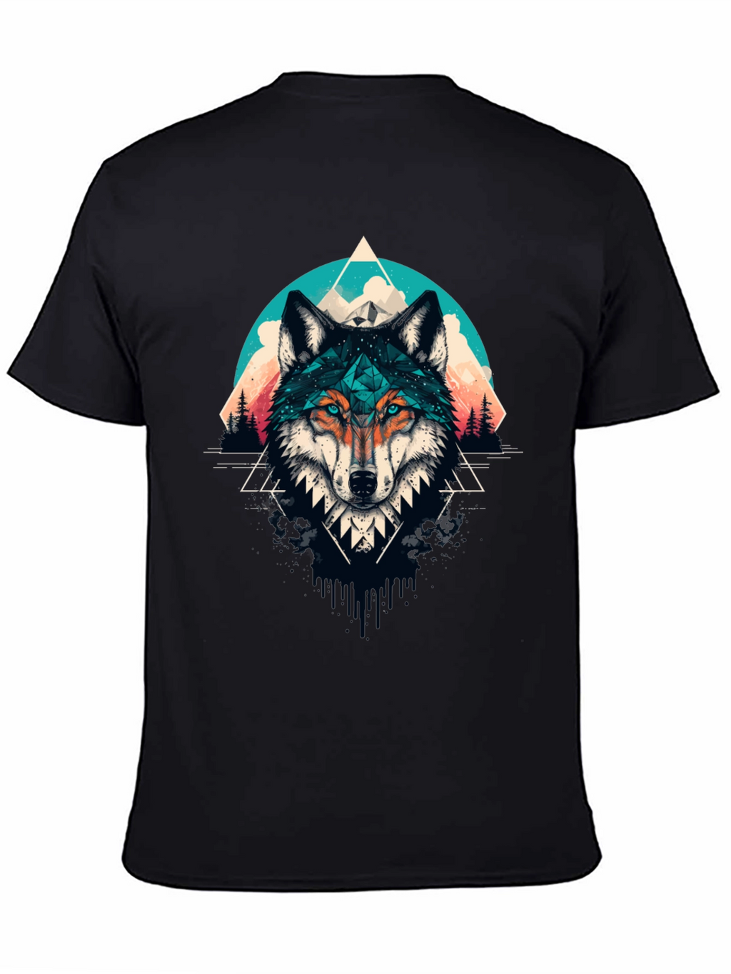 Geometric Wolf Graphic Tee - Modern Style