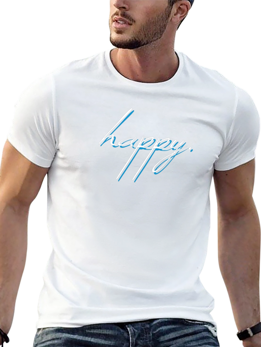 Happy Graphic Tee - Stylish Black Casual Shirt