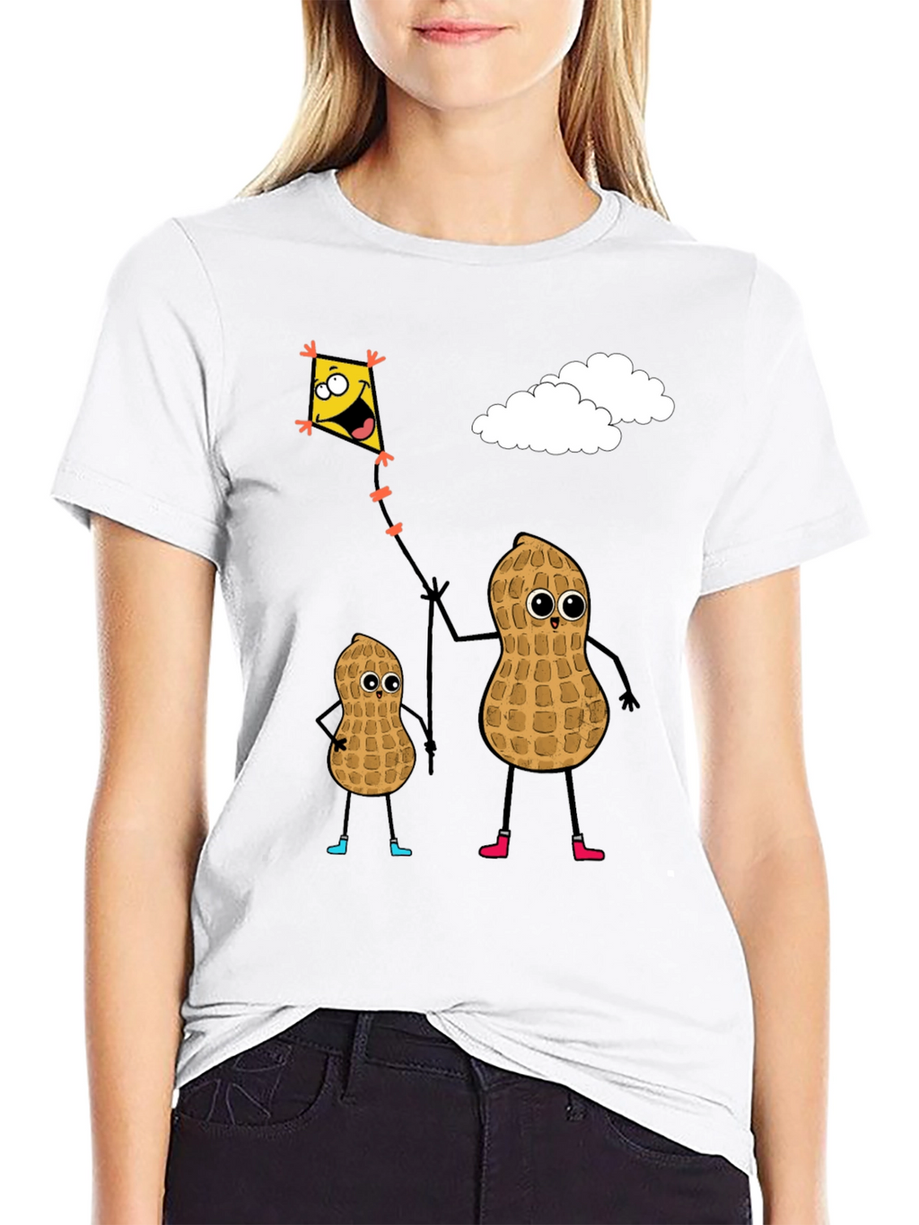 Funny Peanut Family Kite Flying Graphic Tee