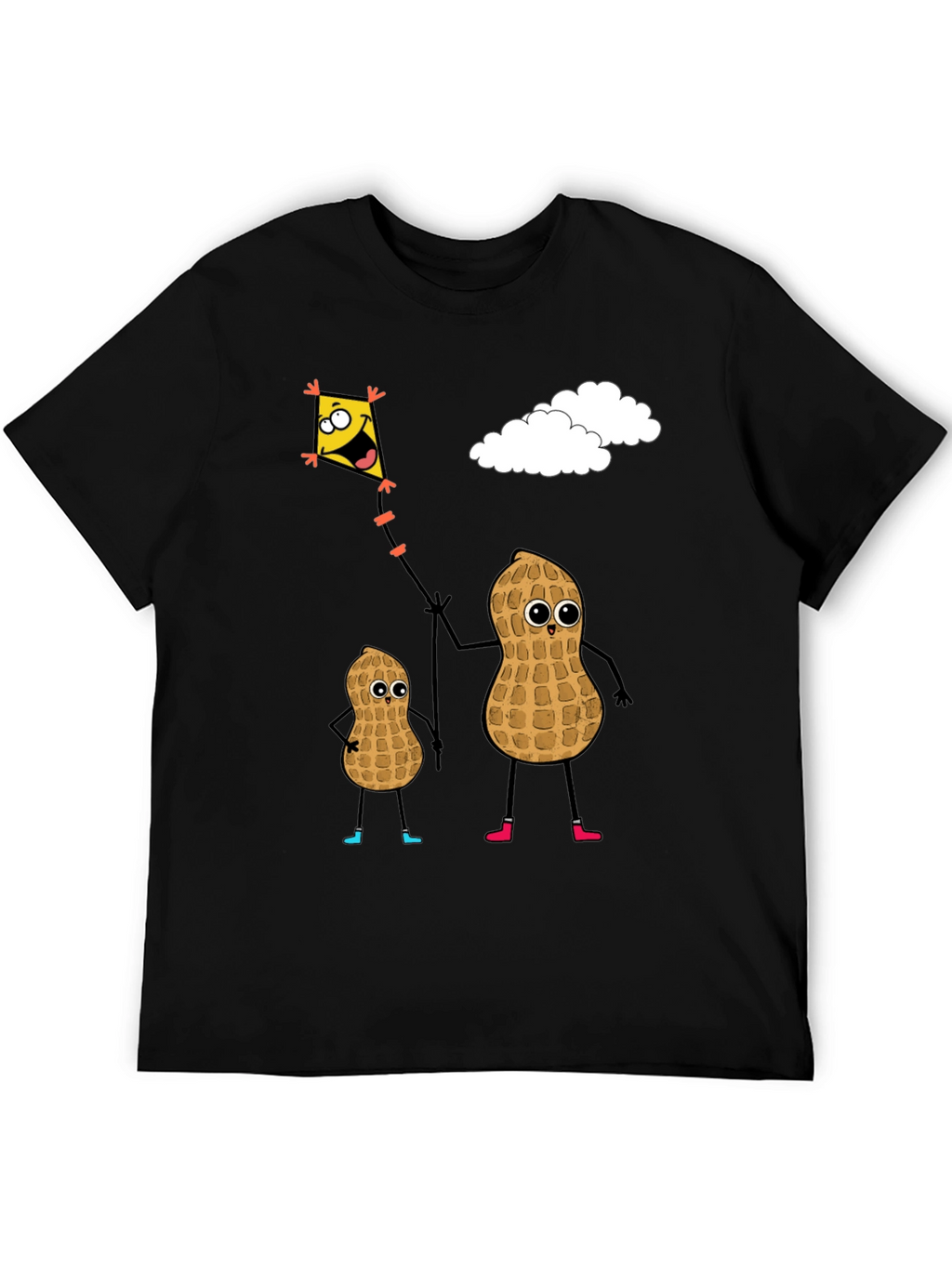 Funny Peanut Family Kite Flying Graphic Tee