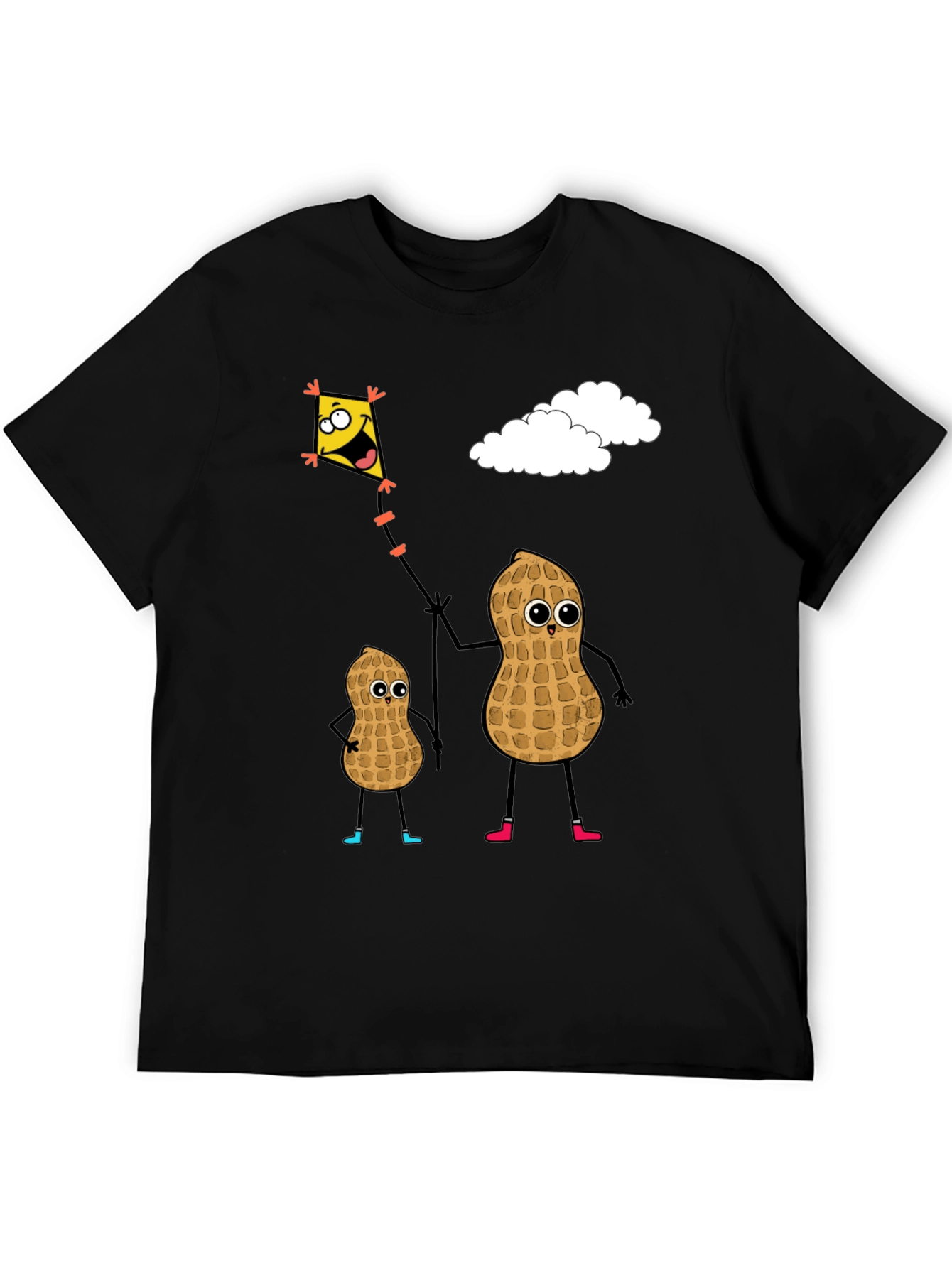 Funny Peanut Family Kite Flying Graphic Tee