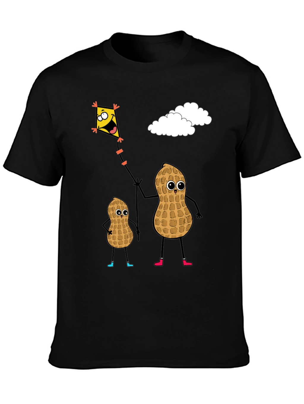Funny Peanut Family Kite Flying Graphic Tee