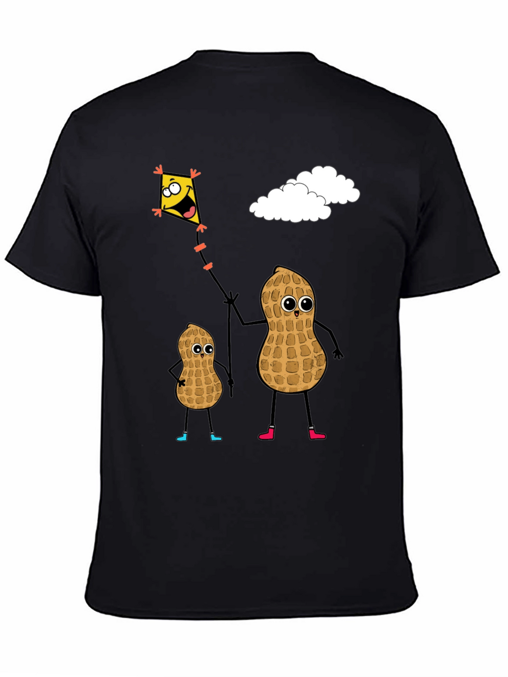 Funny Peanut Family Kite Flying Graphic Tee