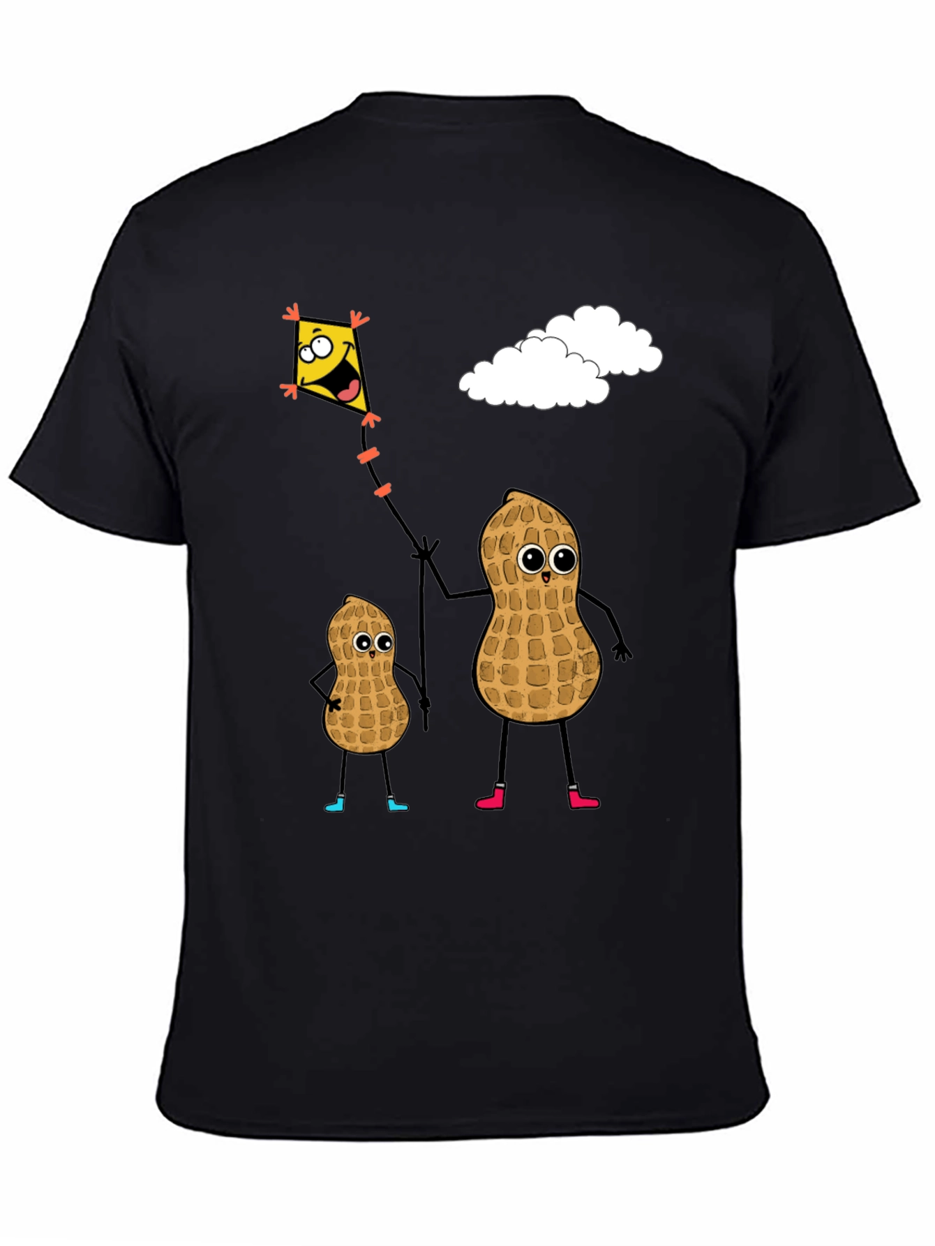 Funny Peanut Family Kite Flying Graphic Tee