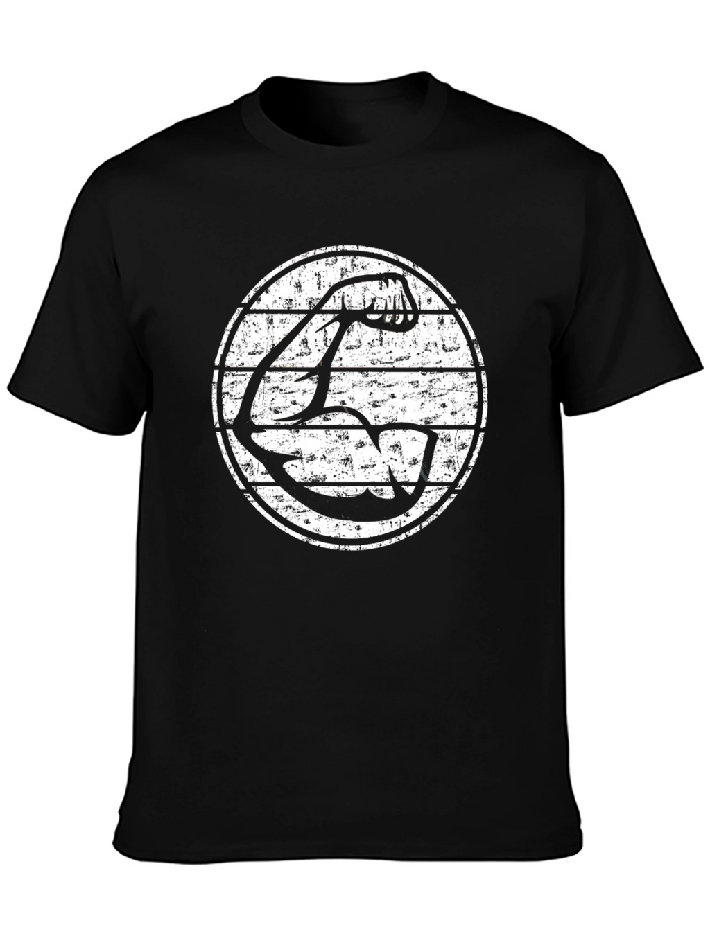 Retro Arm Muscle Tee - Black Graphic T-Shirt