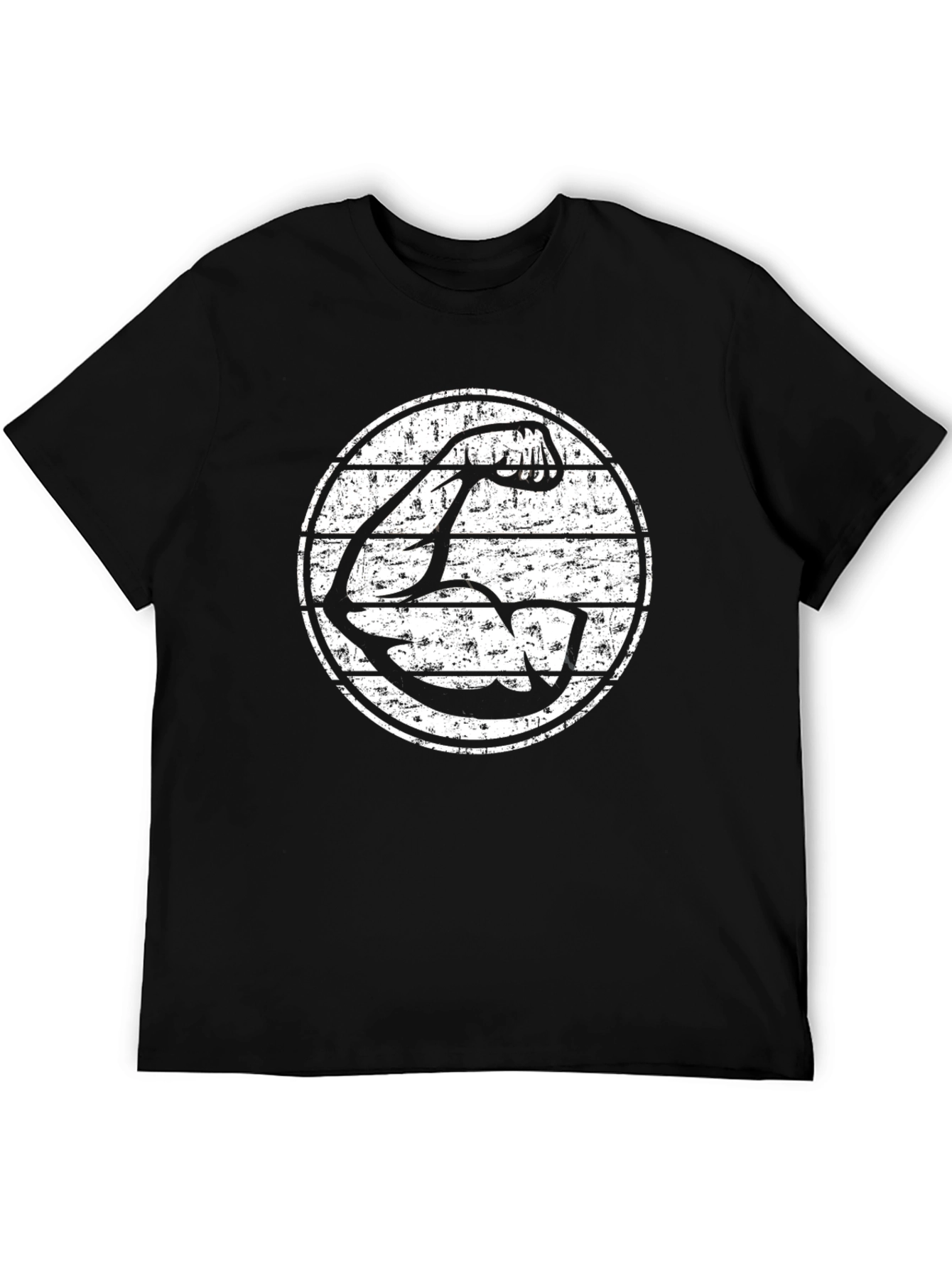 Retro Arm Muscle Tee - Black Graphic T-Shirt