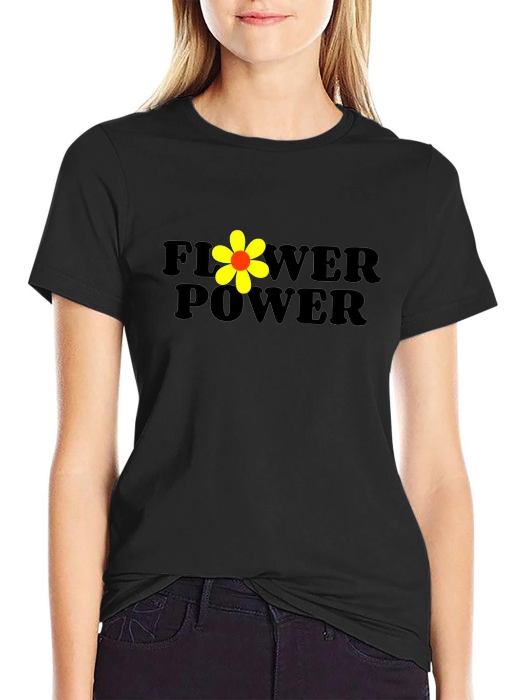 Flower Power Black Graphic T-Shirt