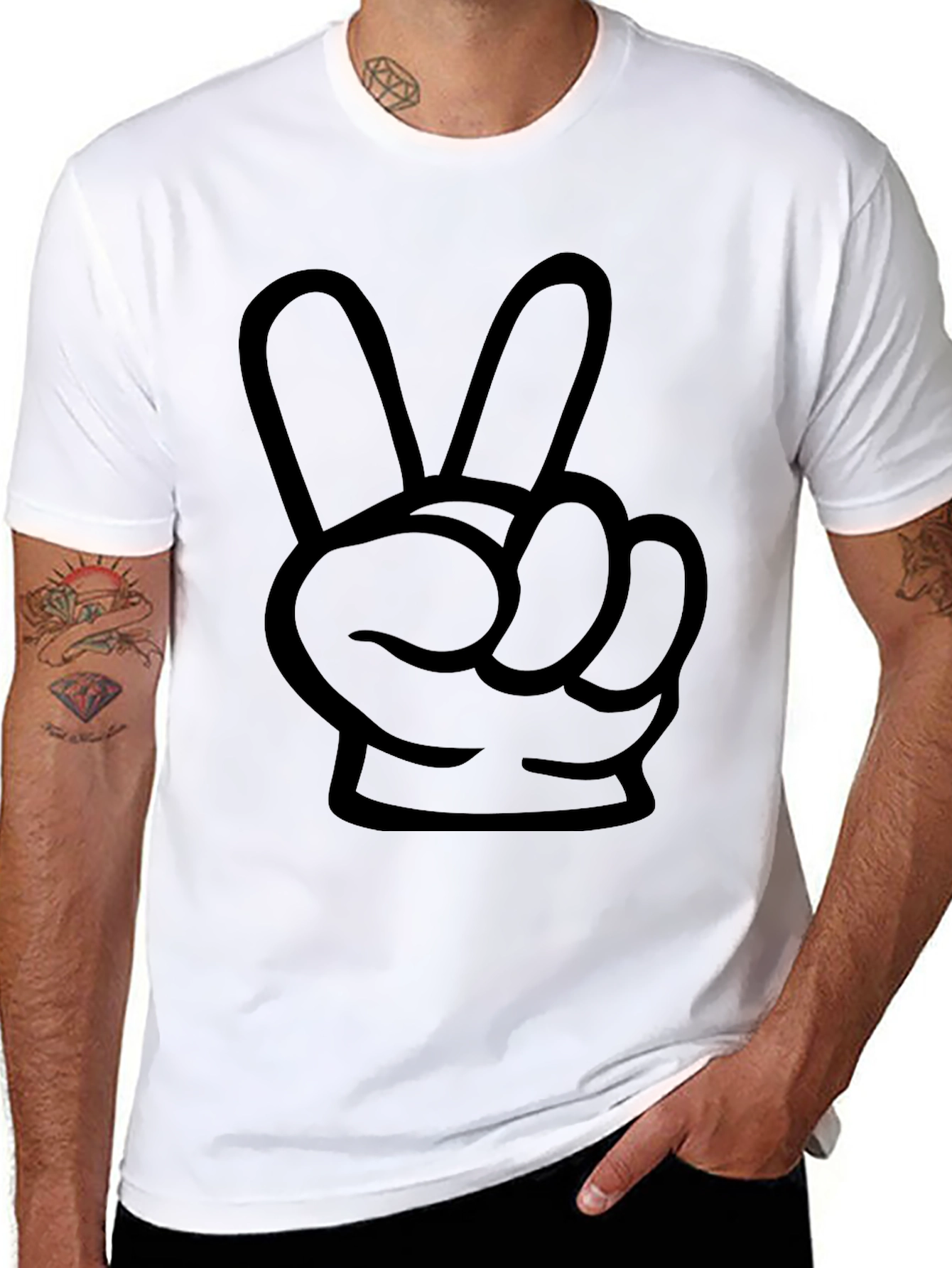 Peace Hand Gesture Graphic T-Shirt