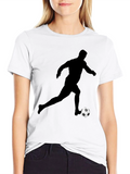 Soccer Player Graphic Tee - Black Cotton Shirt