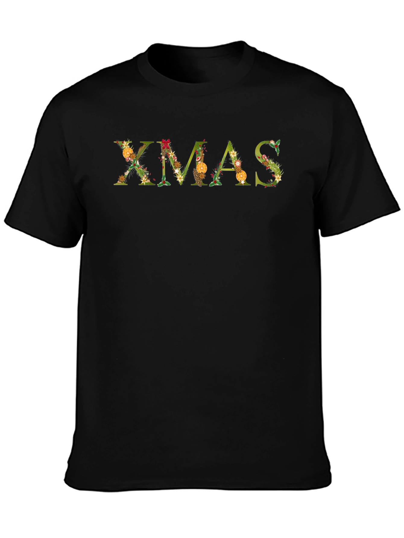 Festive Xmas Floral Graphic Tee - Holiday Cheer