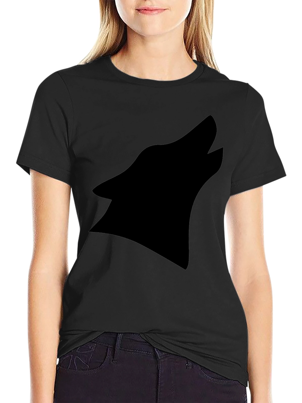 Black Wolf Silhouette Graphic Tee - Modern Style