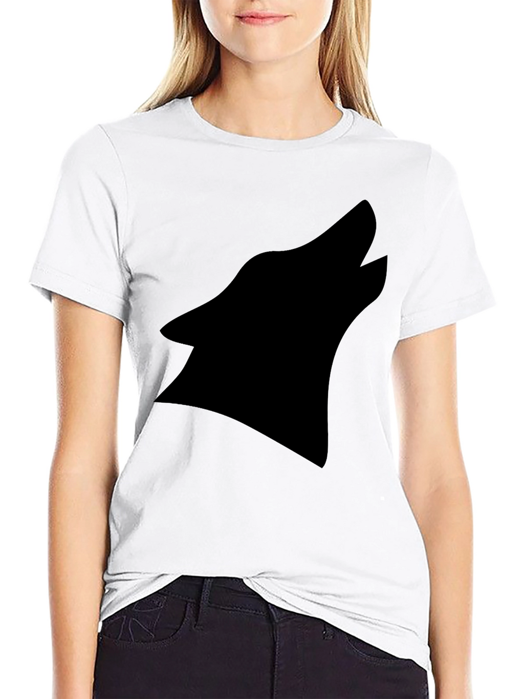 Black Wolf Silhouette Graphic Tee - Modern Style