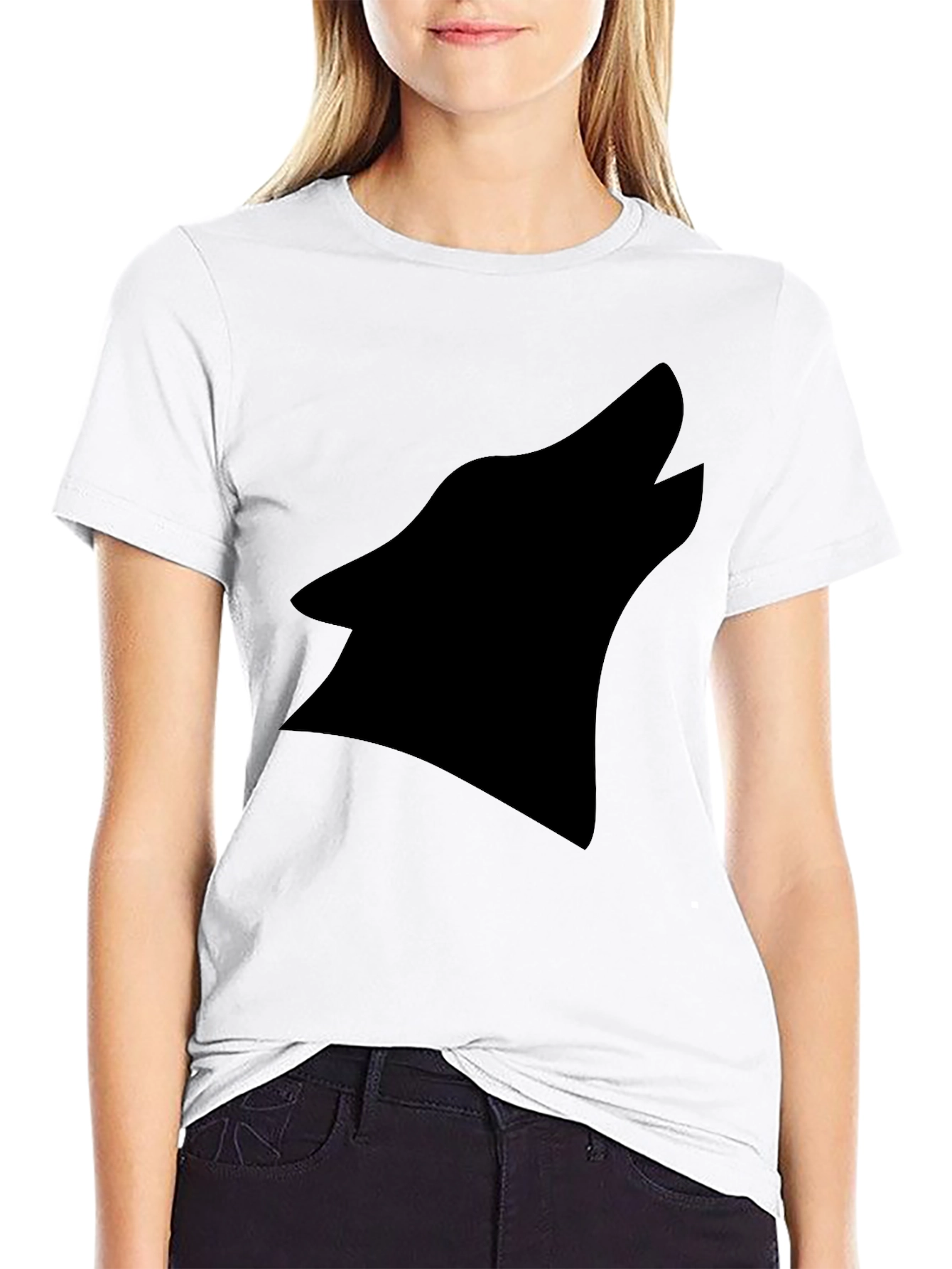 Black Wolf Silhouette Graphic Tee - Modern Style