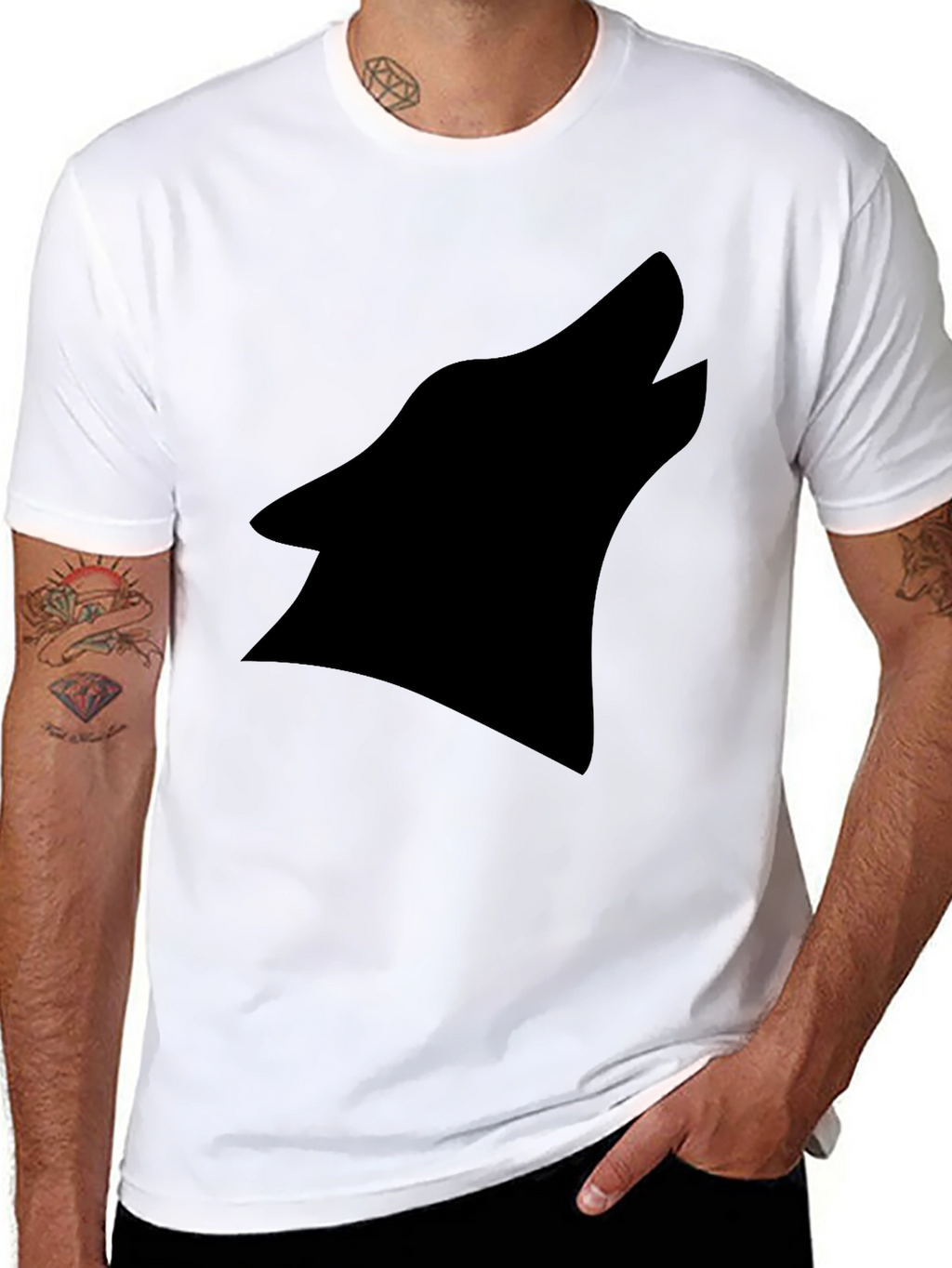 Black Wolf Silhouette Graphic Tee - Modern Style