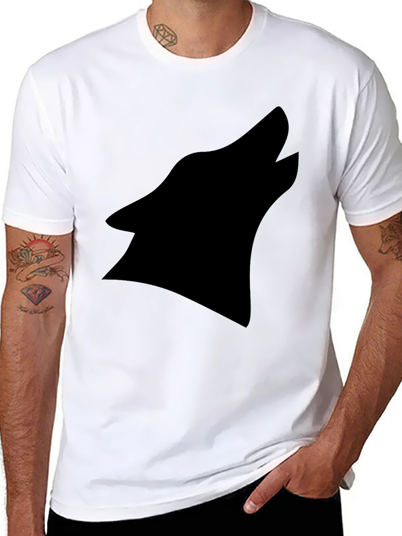 Black Wolf Silhouette Graphic Tee - Modern Style