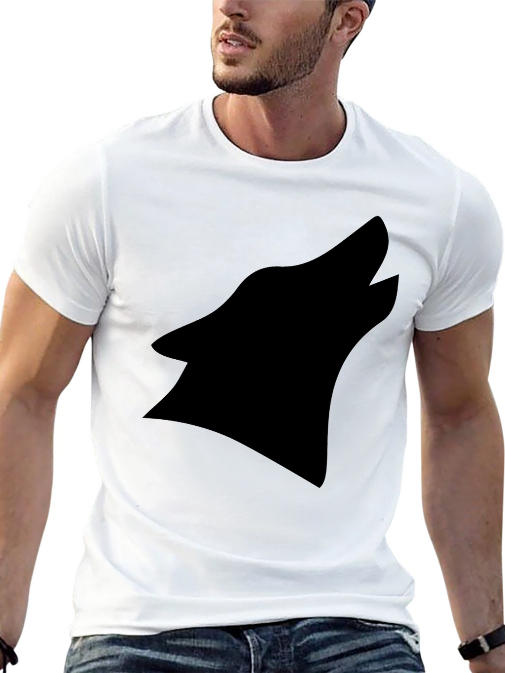 Black Wolf Silhouette Graphic Tee - Modern Style