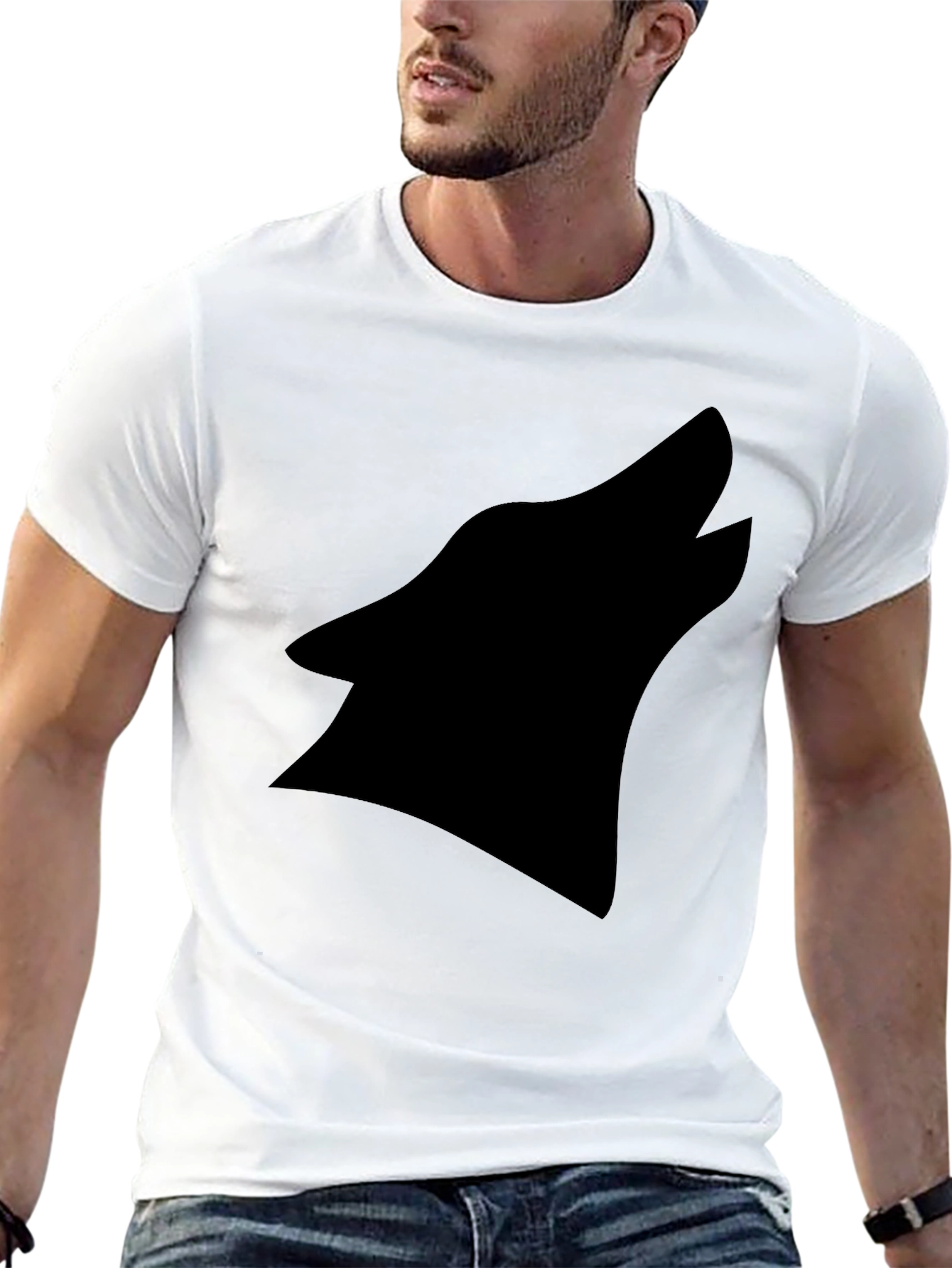 Black Wolf Silhouette Graphic Tee - Modern Style
