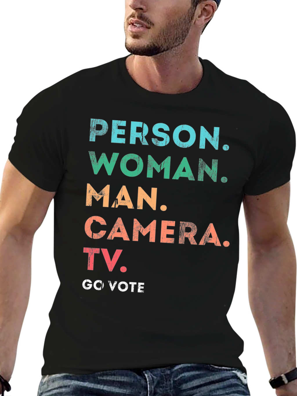 Person Woman Man Camera TV Go Vote T-Shirt