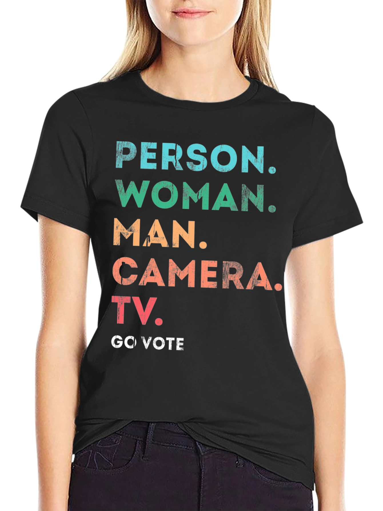 Person Woman Man Camera TV Go Vote T-Shirt