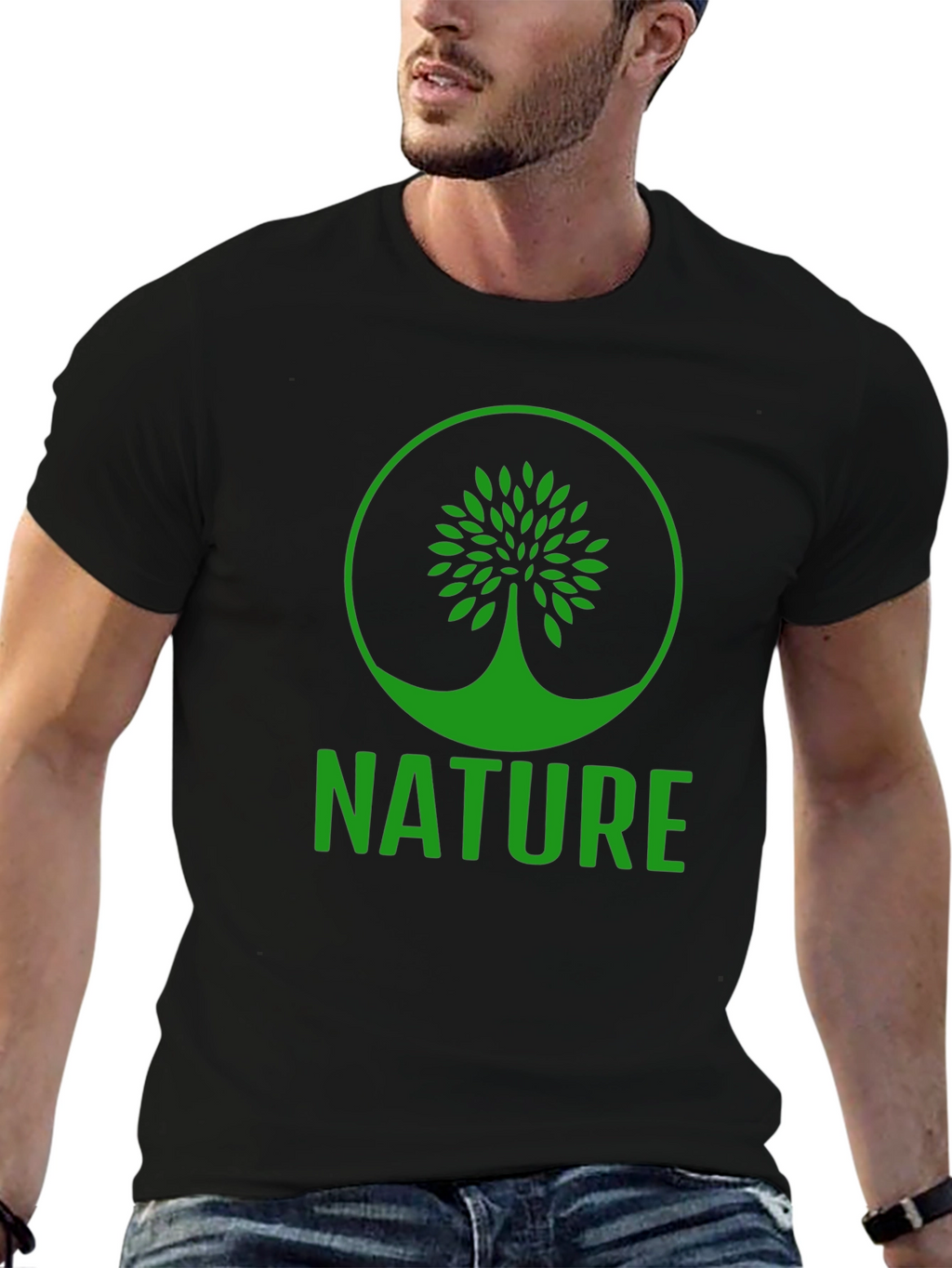 Nature Tree Graphic T-Shirt - Black Cotton Tee