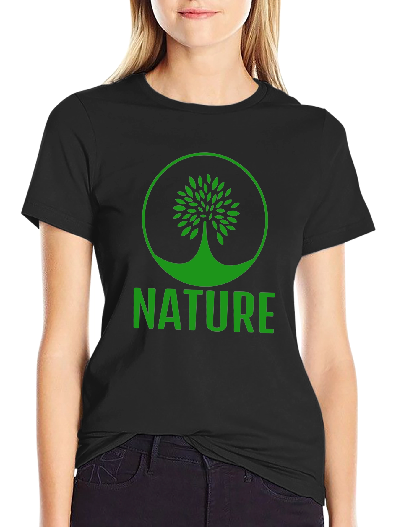 Nature Tree Graphic T-Shirt - Black Cotton Tee