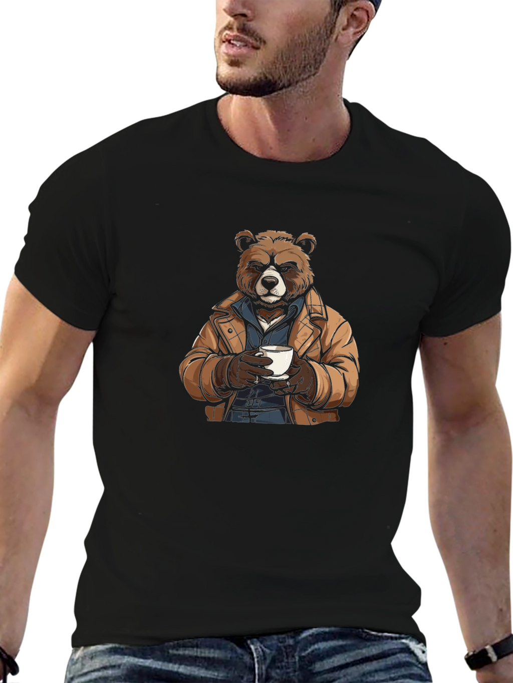 Bear with Coffee T-Shirt - Stylish & Unique