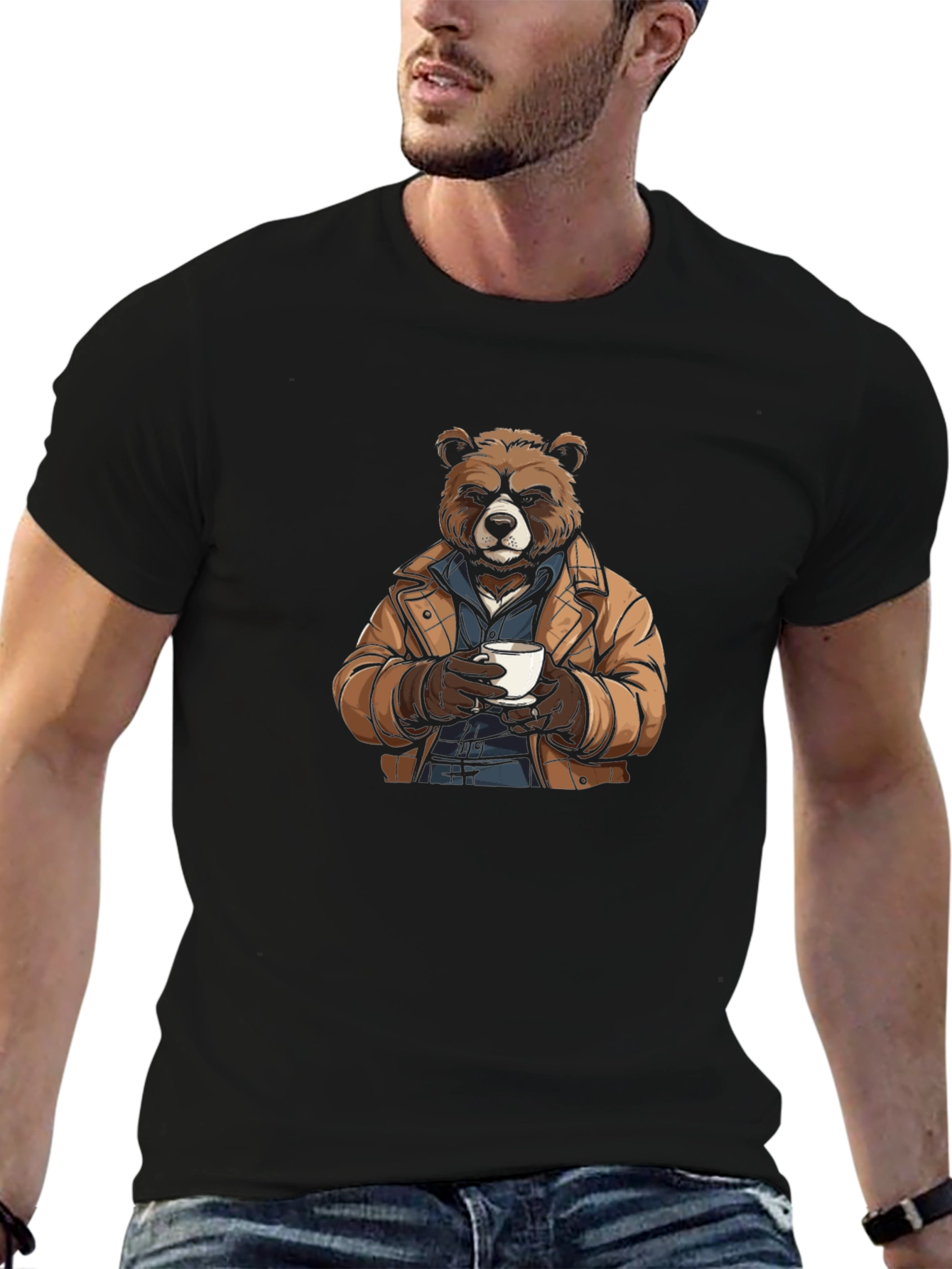 Bear with Coffee T-Shirt - Stylish & Unique