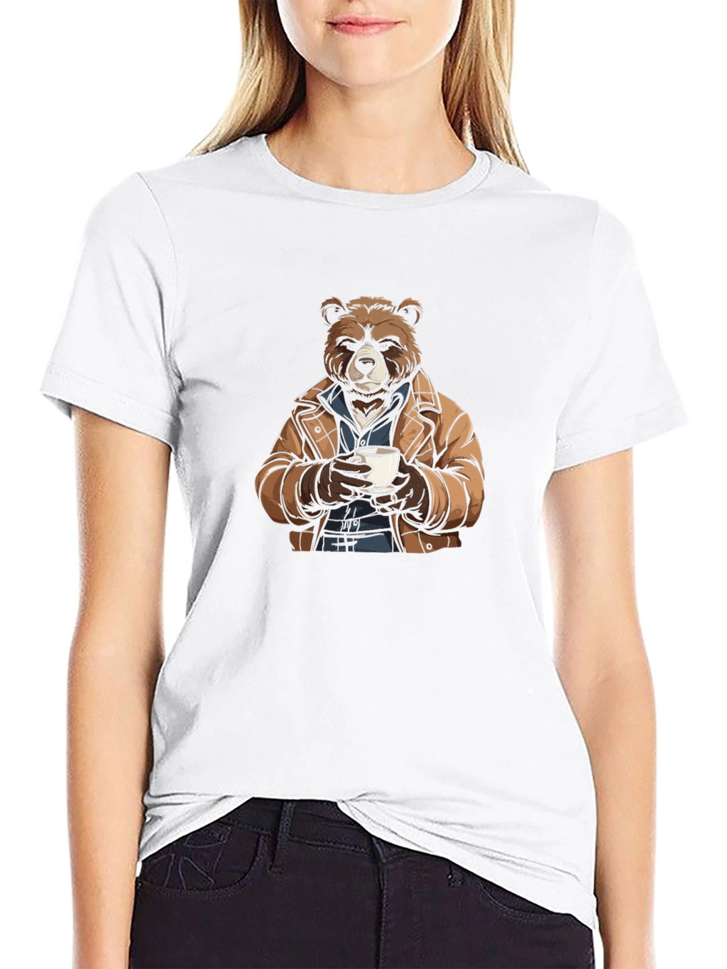 Bear with Coffee T-Shirt - Stylish & Unique