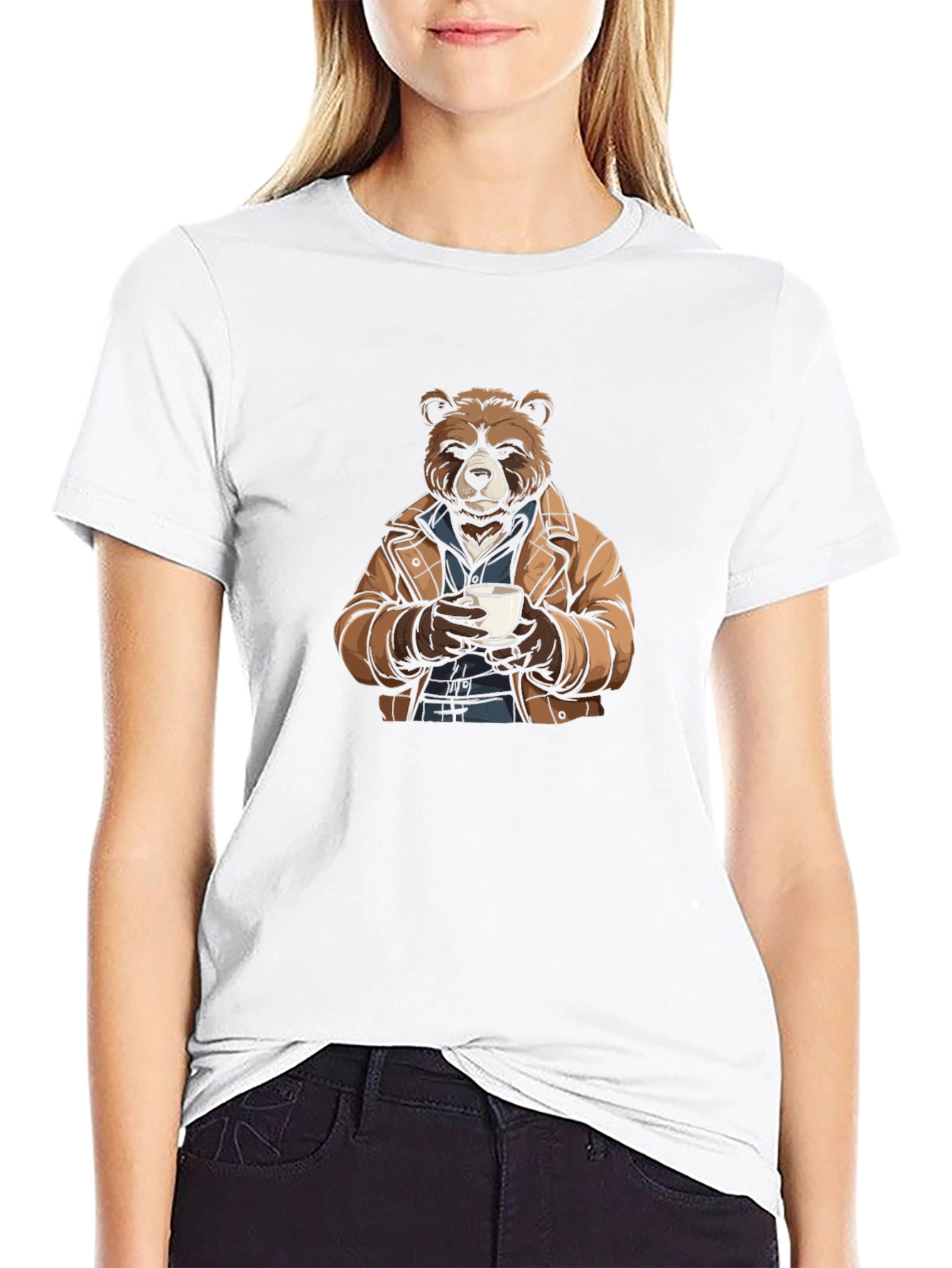 Bear with Coffee T-Shirt - Stylish & Unique