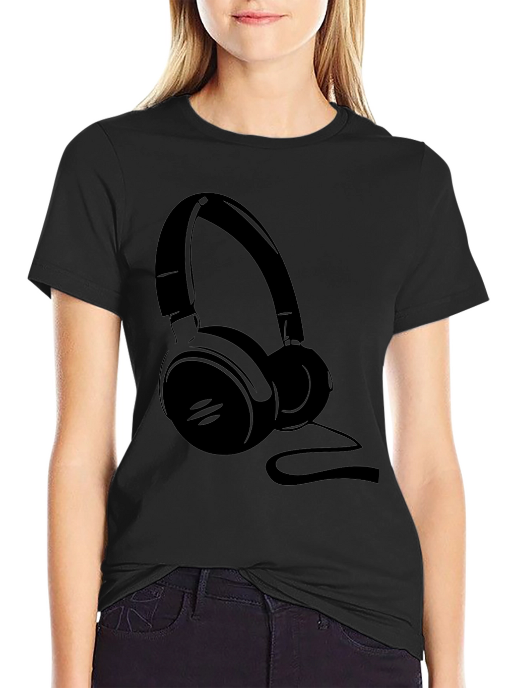 Black Headphone Graphic Tee - Music Lover Shirt