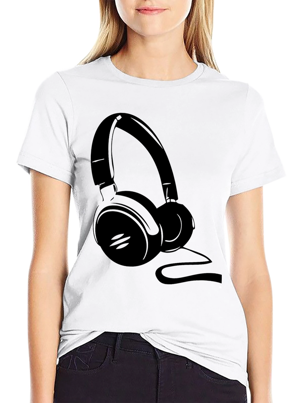 Black Headphone Graphic Tee - Music Lover Shirt