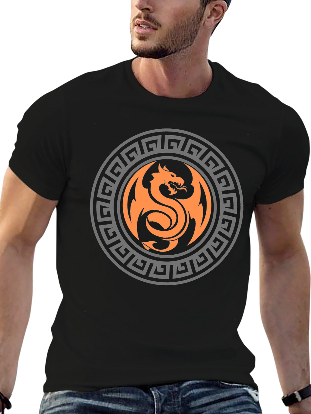 Dragon Circle Graphic Print T-Shirt - Bold & Stylish