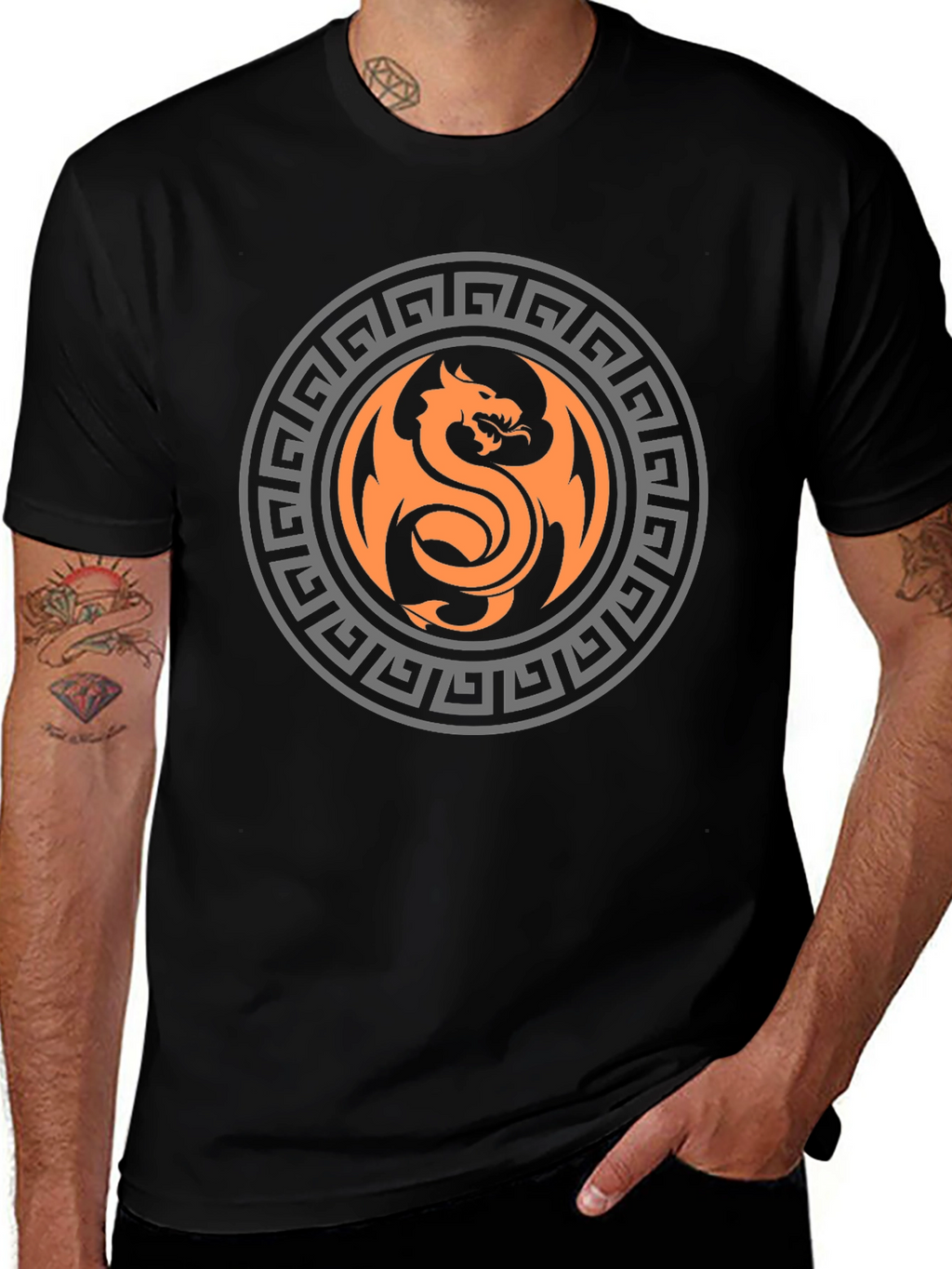 Dragon Circle Graphic Print T-Shirt - Bold & Stylish